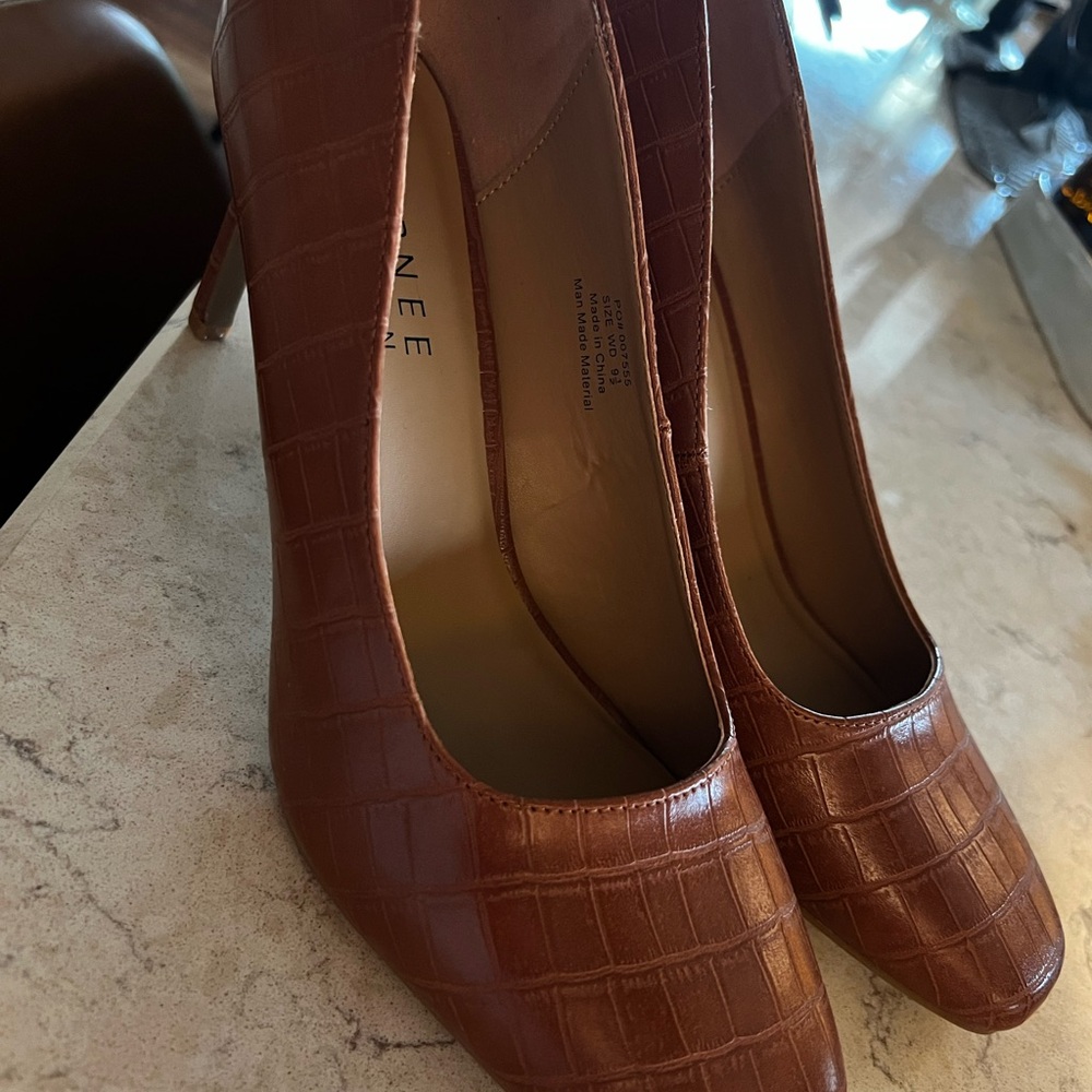 Brown Croc-Embossed Women Shoes